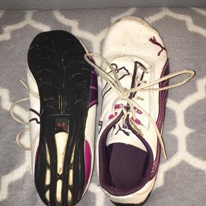 Used Purple and white puma shoes